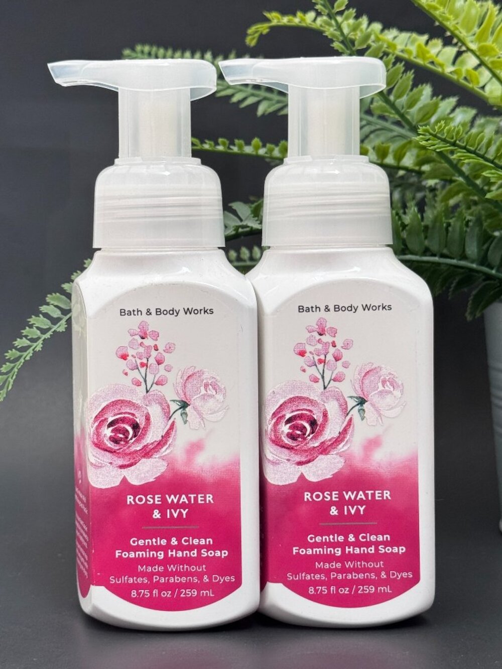 Bath & Body Works BBW Rose Water & Ivy Gentle Foaming Hand Soaps X 2